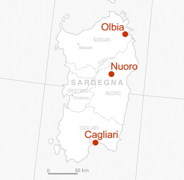 Karte Sardinien